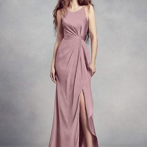 White by Vera Wang Navy Charmeuse and Chiffon Gown - NEW WITH TAGS